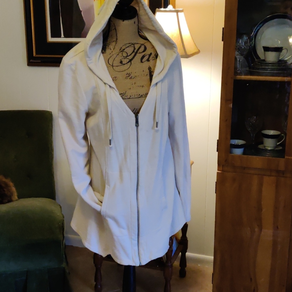 Terry cloth sweater hooded jacket